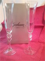2 Gorham Crystal  Champagne  Flutes
