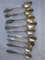 9 Sterling Silver Antique Spoons