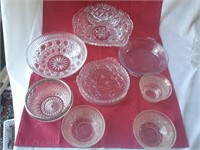 8 Piece Collection of Pressed Glass