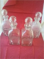 4 MMA Hand  Blown Crystal Decanters from Portugal