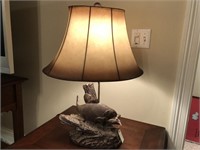Composite fish table lamp with shade