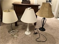 set of 3 modern metal table lamps