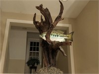 Lake house décor, Driftwood with Largemouth bass