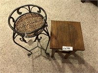 Pair of Plant stands, Metal and wood