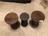 3pcs Pair of wood, and one woven plant stand