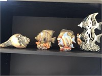 4pcs glazed fish décor & sea shell