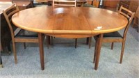 MID CENTURY OVAL DINING TABLE WITH POP UP LEAF