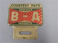 1953 B-A COURTESY PAYS LICENSE PLATE TOPPER