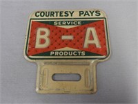 B-A COURTESY PAYS LICENSE PLATE TOPPER