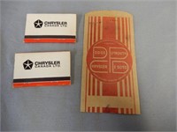 LOT OF 3 CHYSLER CORPORATION MATCHES & PARTS BAG