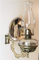 Wall Mount Oil Lamp w/Mercury Glass Reflector
