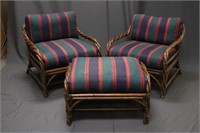 Pr. Braided Rattan Lounge Chairs by McGuire