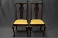 Pair Queen Anne Chairs w/Carved Shell Crest