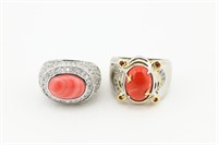 2 Sterling Silver Fashion  Rings w/Colored Stones
