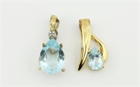 2 Sterling Silver Pendants w/Blue Topaz