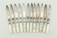 12 Mother of Pearl & Sterling Fruit Knives