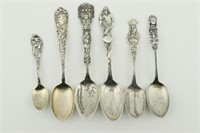 6 Native American Indian Sterling Souv Spoons