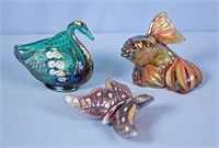 Fenton Carnival Glass Swan, Fish and Butterfly