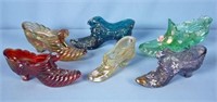 Six Fenton Carnival Glass Shoes