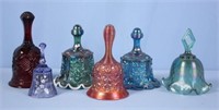 Group of 6 Glass Bells Mostly Fenton