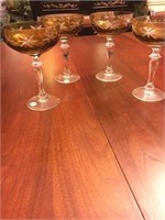 4 beautiful amber lead crystal glasses- Bleikrist
