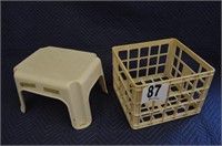 Step Stool and Plastic Crate