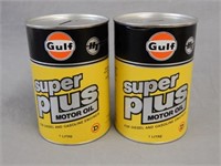 LOT OF 2 GULF SUPER PLUS FIBRE LITRE COIN BANKS