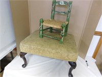 Lot-Child's Chair & Vintage Footstool