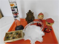 Misc. Lot-Bobble Heads, Candy Dish, & Misc.