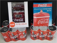 Coca Cola Lot-Fountain Dispenser Case, 2-6 Pk Tins
