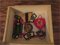 Vintage Boy Scout Patches & Cigar Box