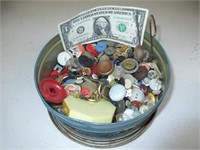 Tin full of old buttons