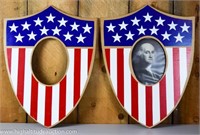 (2) Wood American Flag Wall Hangings / Frames