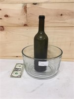 Cool old glass bottle and mixing bowl
