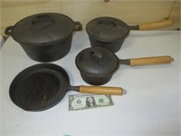 Cast Iron Pots with lids and pan