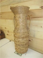 Wicker large vase container with weighted bottom