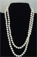 2 Strand Akoya pearl necklace w diamond clasp