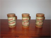 Trio of Edison Phonograph Molded Tube Records