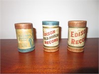 Atq Trio of Edison Phonograph Molded Tube Records