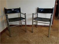 2 70's Chrome and Black Chairs