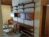 Large Danish Adjustable Wall Shelving Unit