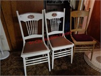 3 PRESSBACK DINING CHAIRS