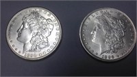 2 uncirculated Morgan silver dollars 1898o & 1896