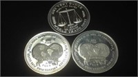 3-.999 Troy ounce silver rounds