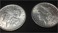 2 uncirculated Morgan silver dollars 1896 & 1888