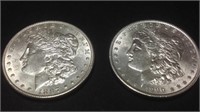 2- uncirculated Morgan silver dollars---1890 &