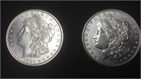 1897 & 1890 uncirculated Morgan silver dollars