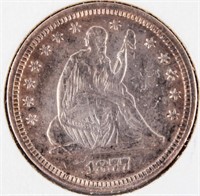Coin  1877 Seated Liberty Quarter Almost Unc.