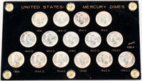 Coin Mercury Dime Short Set 1941-1945 In Holder