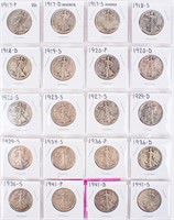 Coin  20 Walking Liberty half Dollars 1917-1941